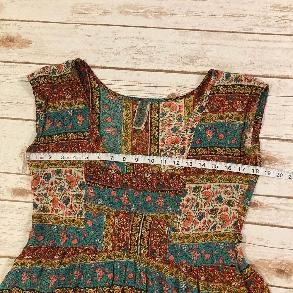 Free People Short Sleeve Coastal Tectonics Dress Boho High Low Sheer Overlay XS